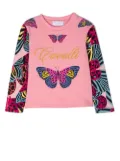 Roberto Cavalli Junior butterfly-print long-sleeve top - Pink