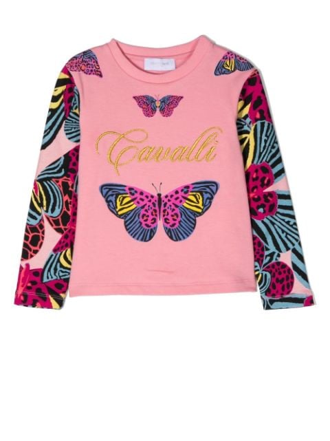 Roberto Cavalli Junior butterfly-print long-sleeve top