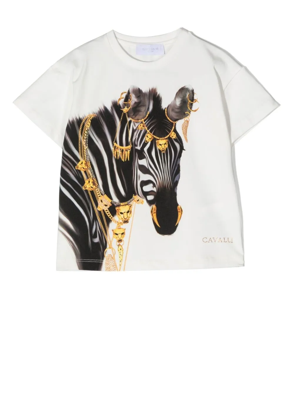 

Roberto Cavalli Junior playera con estampado de cebra - Blanco