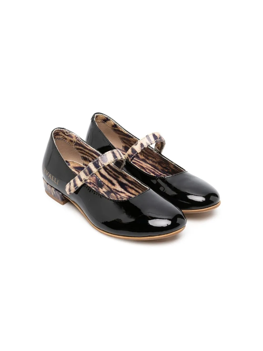 

Roberto Cavalli Junior touch-strap ballerina shoes - Black