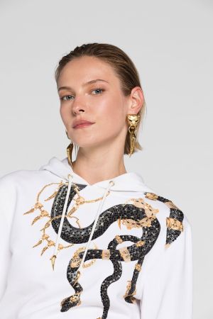 Snake And Logo-Print Cotton Hoodie