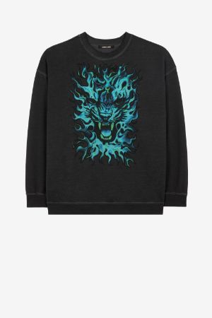 Flame Lion-Print Sweatshirt