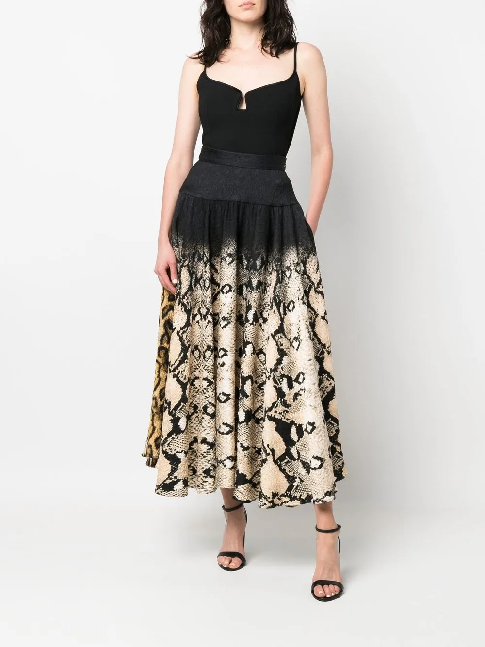 Roberto Cavalli Maxi-rok met ombré-effect - Zwart