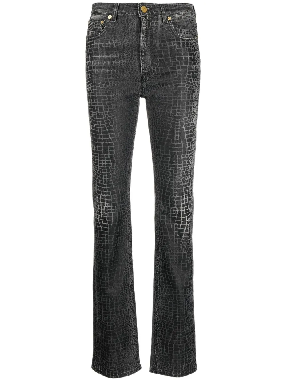 

Roberto Cavalli crocodile-print slim straight-leg jeans - Black
