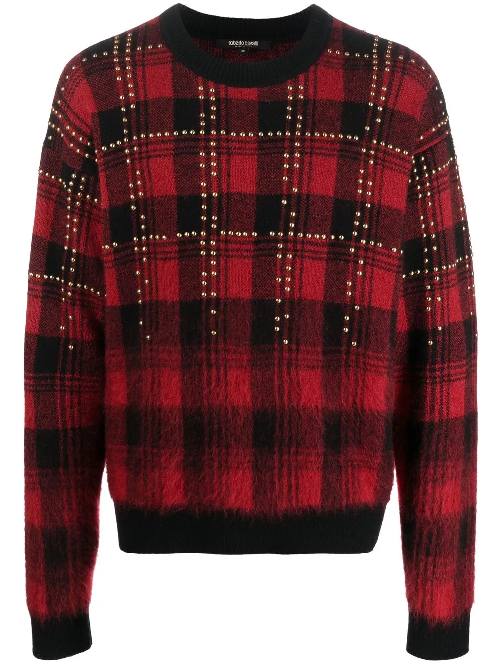 

Roberto Cavalli tartan-check studded jumper - Red