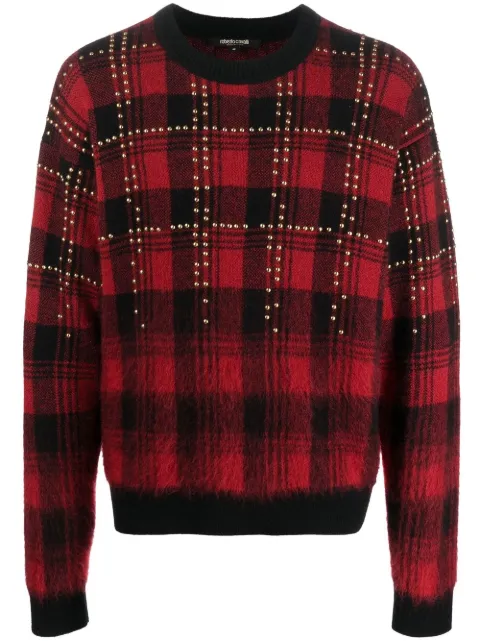 Roberto Cavalli Karierter Pullover mit Nieten