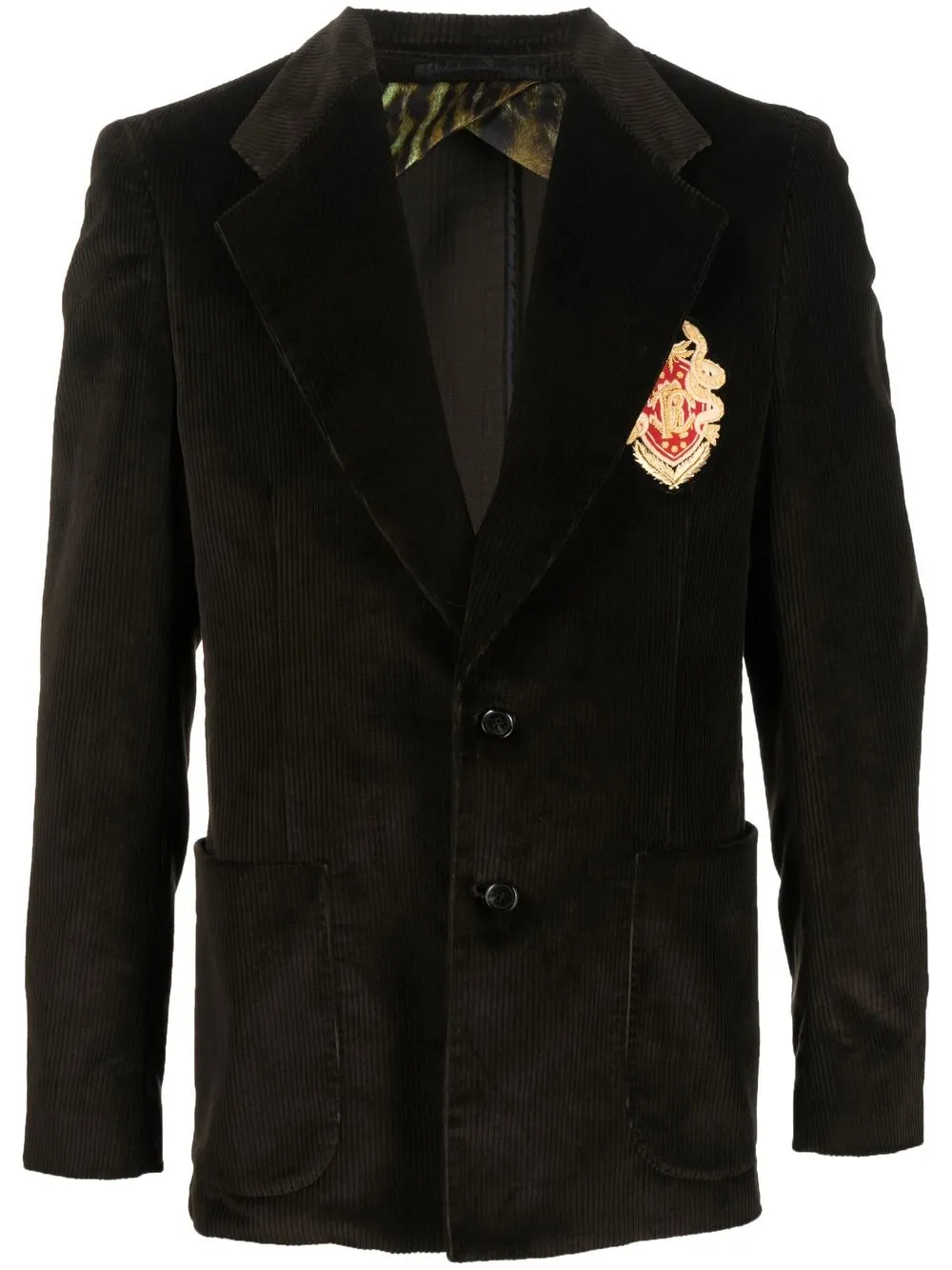 

Roberto Cavalli monogram patch corduroy blazer - Green