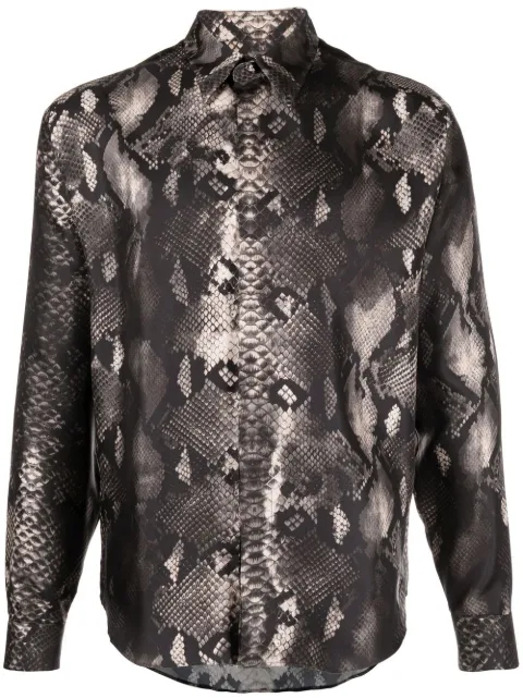 Roberto Cavalli snakeskin-print silk shirt