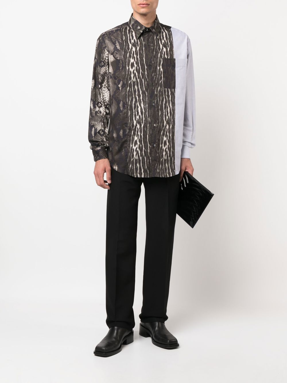 Roberto Cavalli Overhemd met patchwork - Grijs