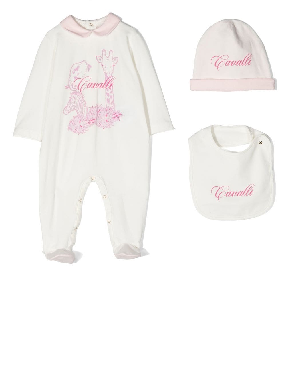 Roberto Cavalli Junior Babies' Animal-print Romper Set In White
