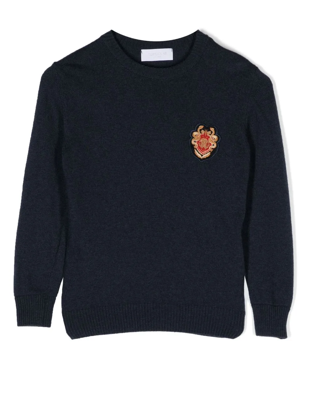 

Roberto Cavalli Junior logo-patch knit jumper - Blue