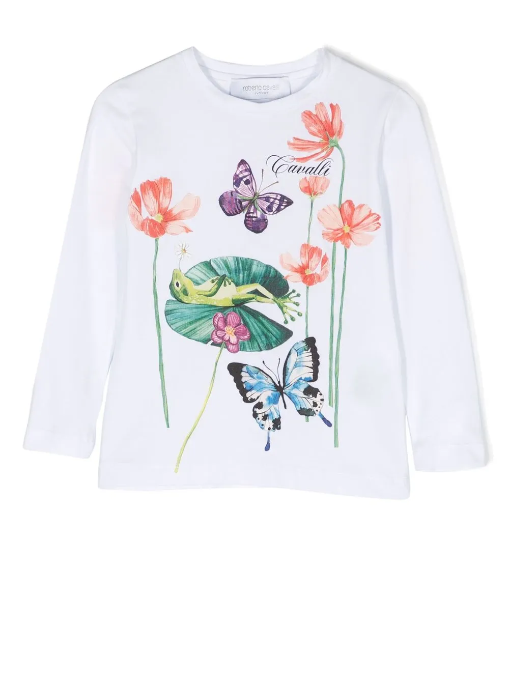 

Roberto Cavalli Junior playera manga larga con estampado gráfico - Blanco