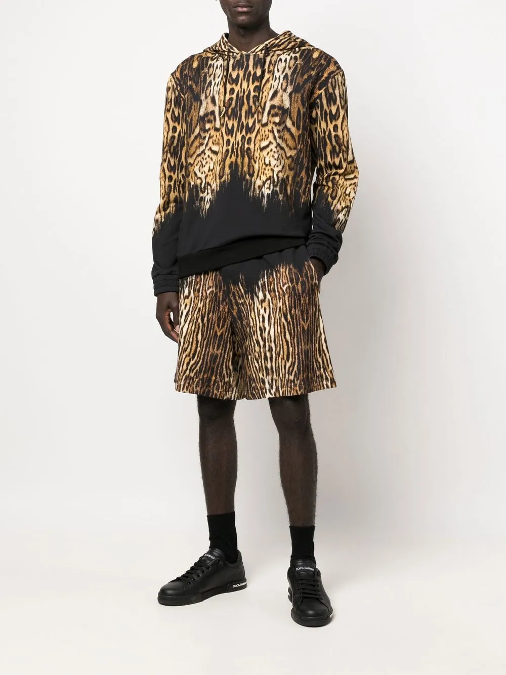 Roberto Cavalli Trainingsshorts met luipaardprint - Zwart