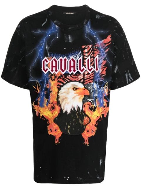 Roberto Cavalli T-shirt med ørne-logotryk