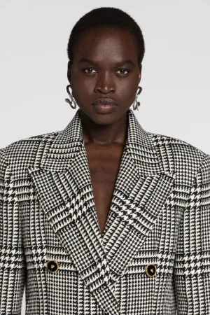 Houndstooth Double-Breasted Coat 
