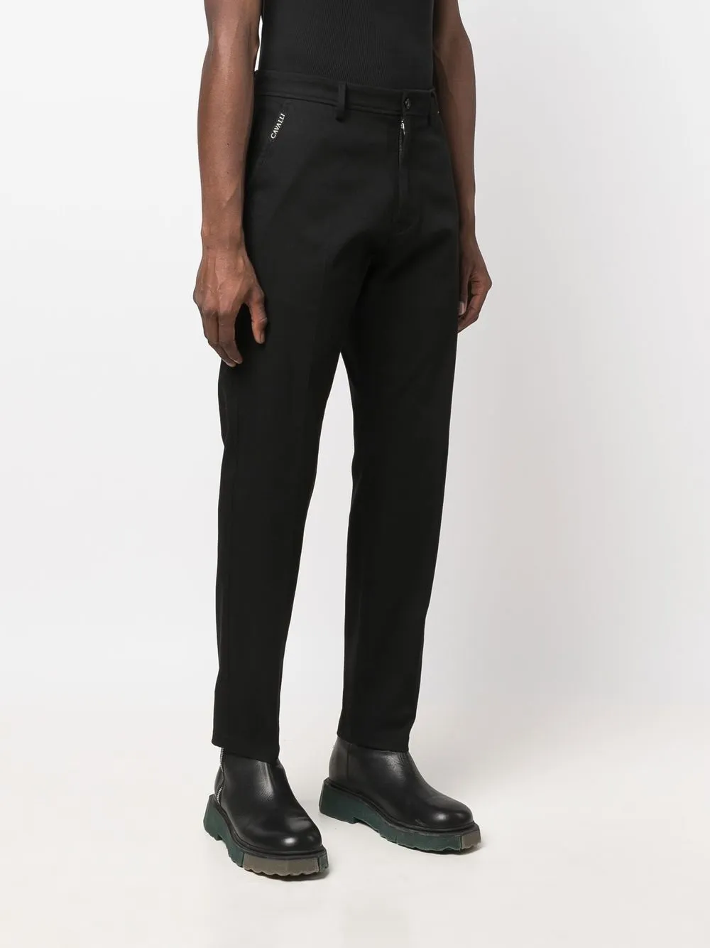 Pantaloni Just Cavalli Neri Vita Media Dritti - Taglia IT40/US6/S Nuovi Con Etichette