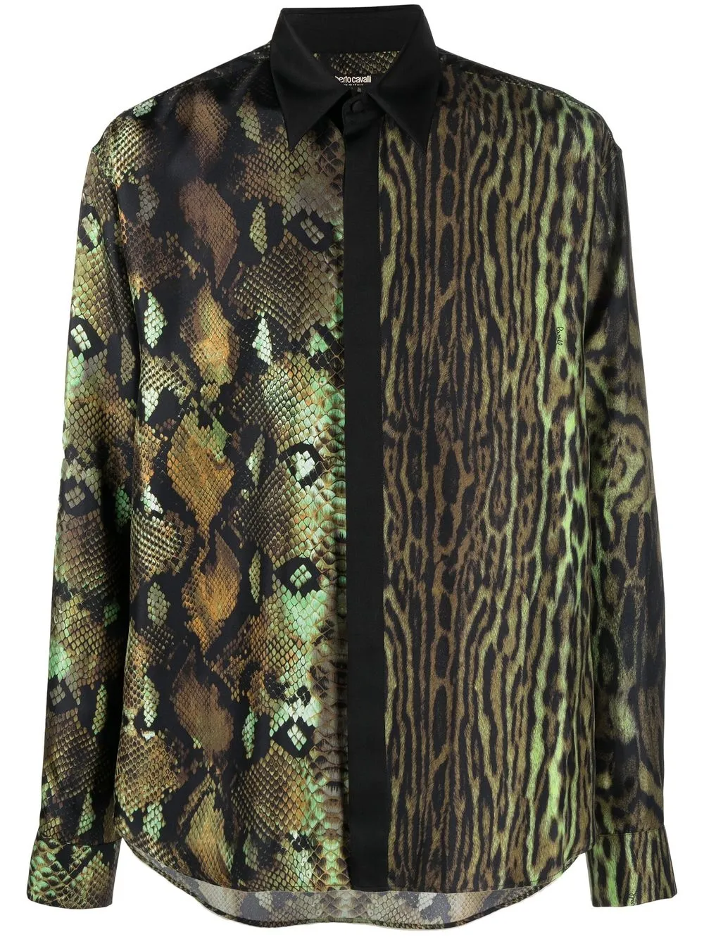 

Roberto Cavalli camisa de seda con paneles - Verde