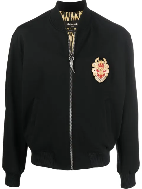 Roberto Cavalli logo-patch bomber jacket