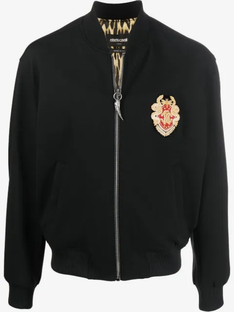 Roberto Cavalli logo-patch bomber jacket