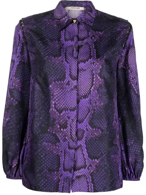 Roberto Cavalli camisa de seda con estampado de piel de serpiente