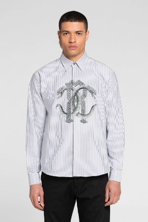 Camiseta de algodón mil rayas con estampado Mirror Snake