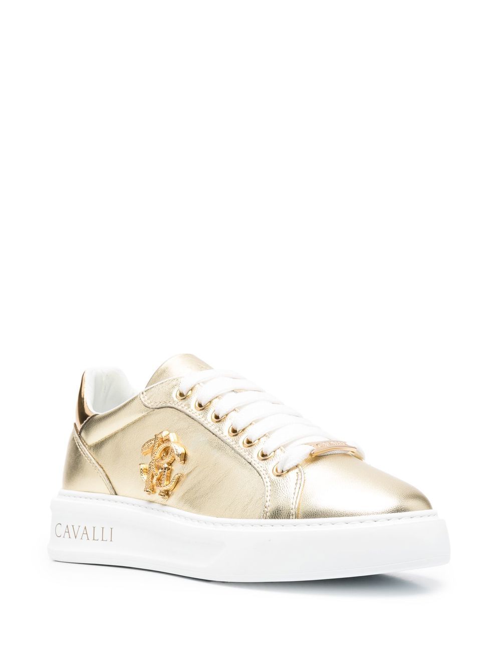 Roberto Cavalli Mirror Snak sneakers met logoplakkaat - Goud