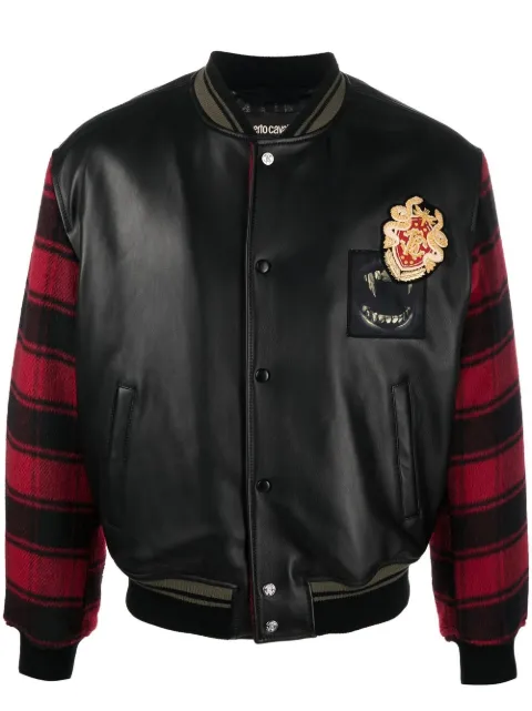 Roberto Cavalli plaid-sleeves bomber jacket
