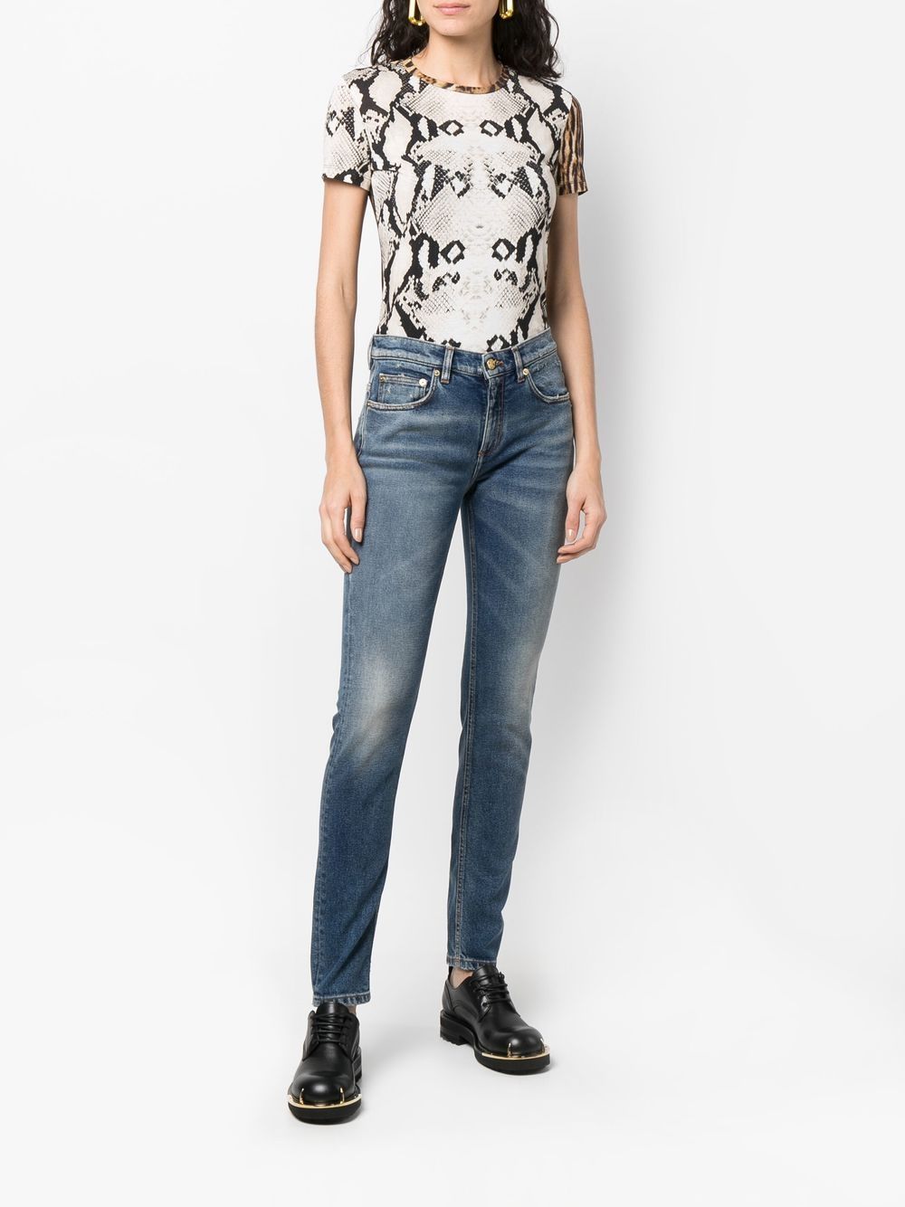 Roberto Cavalli T-shirt met dierenprint - Beige