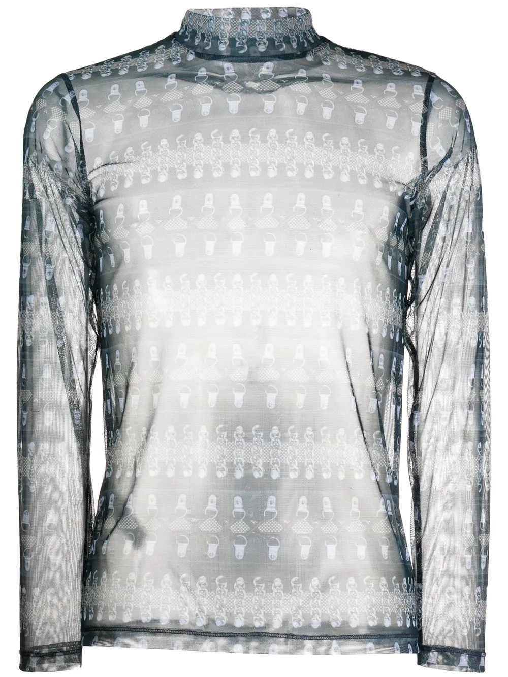 

Roberto Cavalli semi-sheer graphic print shirt - Blue