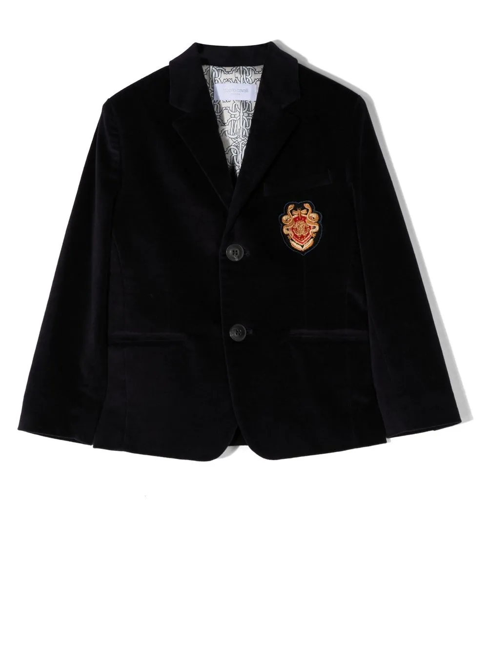 

Roberto Cavalli Junior embroidery logo patch blazer - Blue