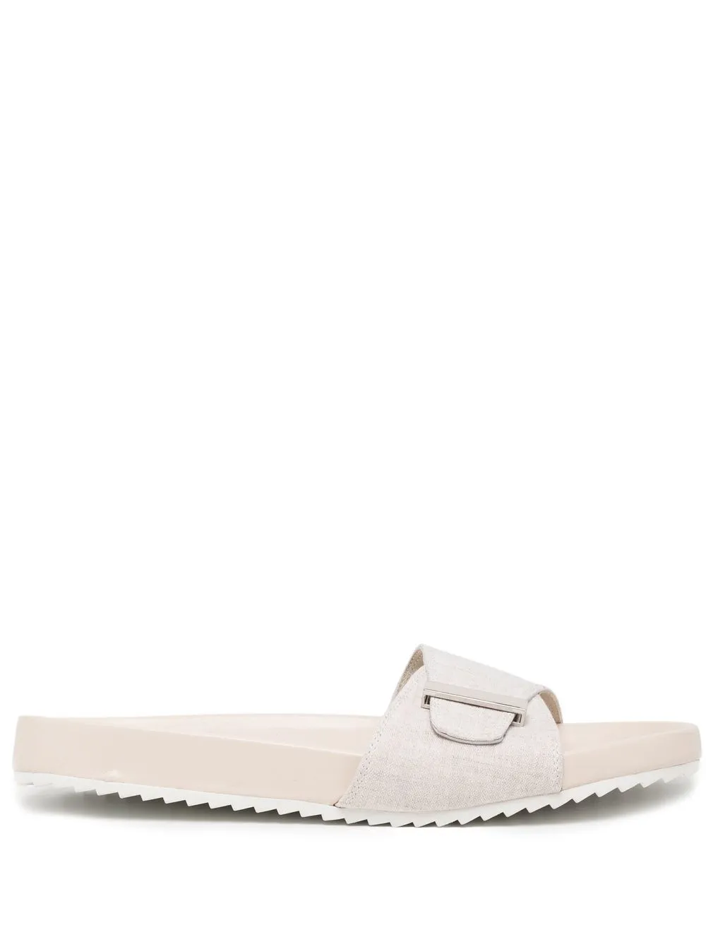 

Senso open-toe linen flat slides - White