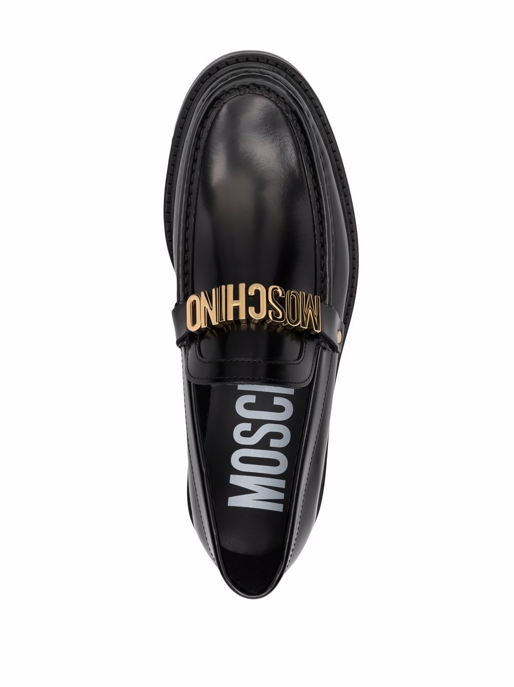 Moschino logo-letterins Leather Loafers - Farfetch