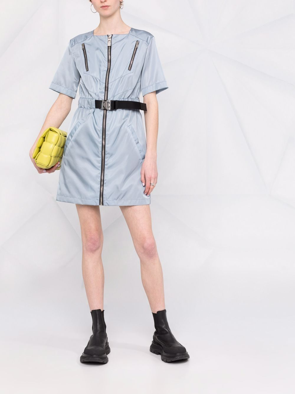 Image 2 of Givenchy metallic zip-detail short-sleeved dress