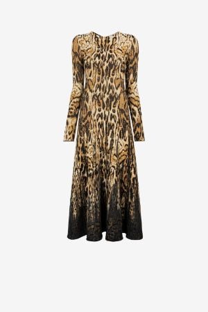 vestido largo con motivo de leopardo