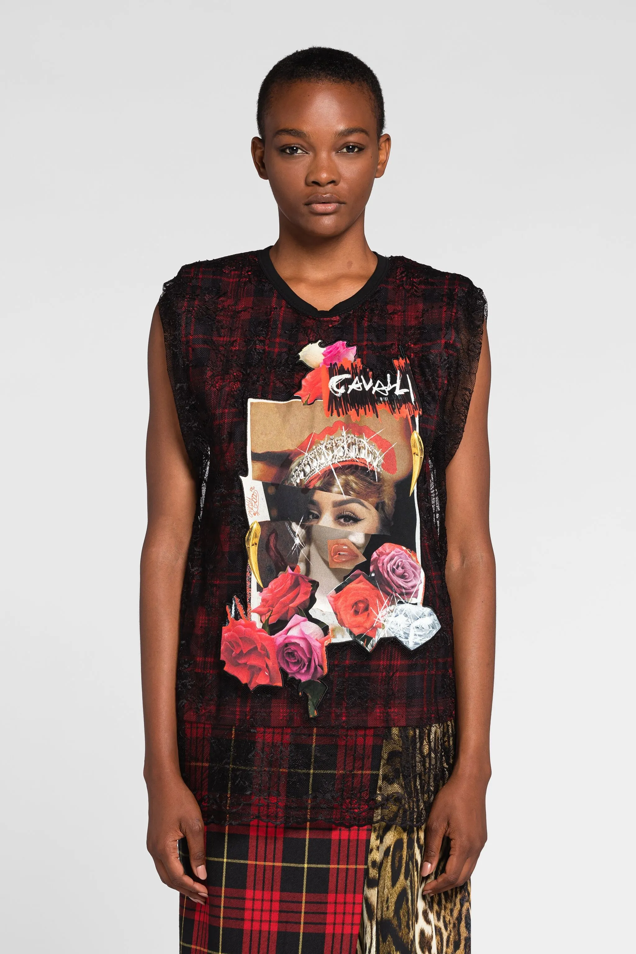 T-shirt smanicata con stampa