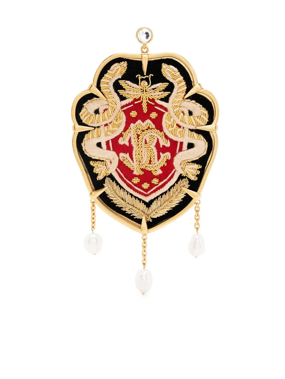 

Roberto Cavalli monogram Crest statement earrings - Gold
