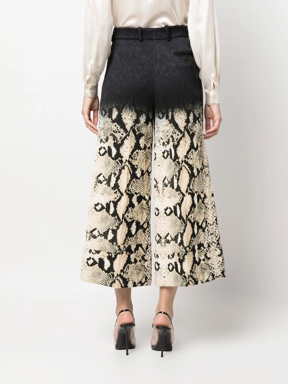 ROBERTO CAVALLI PYTHON-PRINT WIDE-LEG TROUSERS