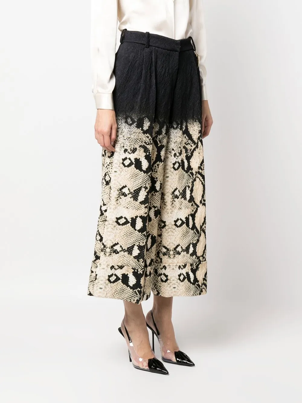 ROBERTO CAVALLI PYTHON-PRINT WIDE-LEG TROUSERS