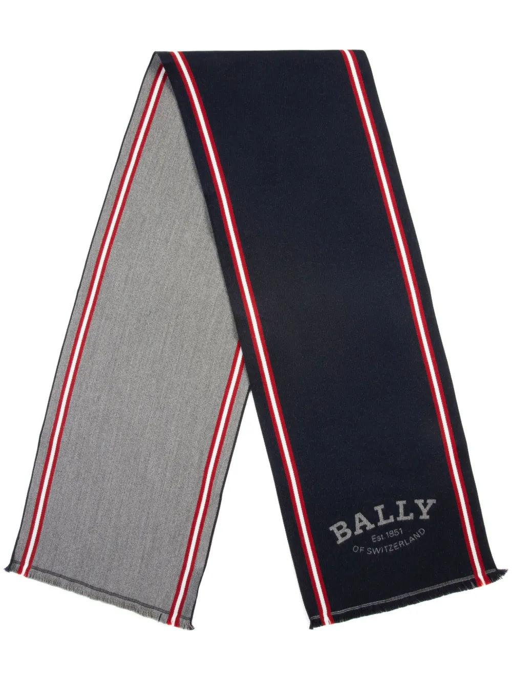 Bally striped logo-print scarf - Blue