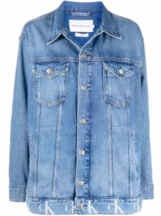 vervolgens herhaling Nuchter Shop Calvin Klein Jeans oversize logo-print denim jacket with Express  Delivery - FARFETCH