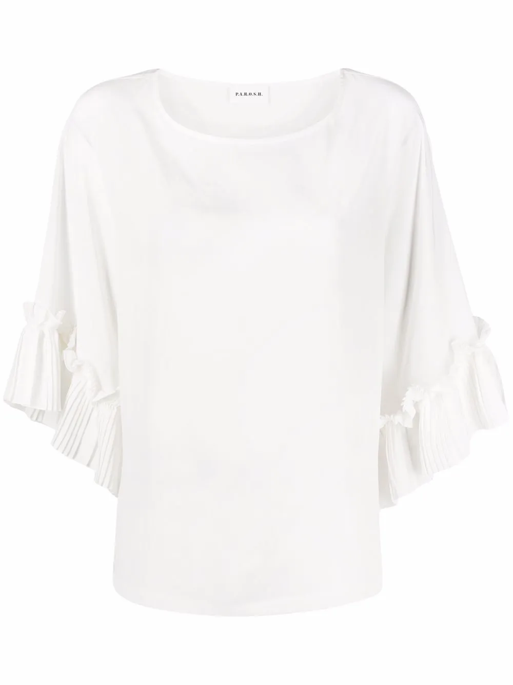 

P.A.R.O.S.H. Potery pleated-trim sleeve blouse - White