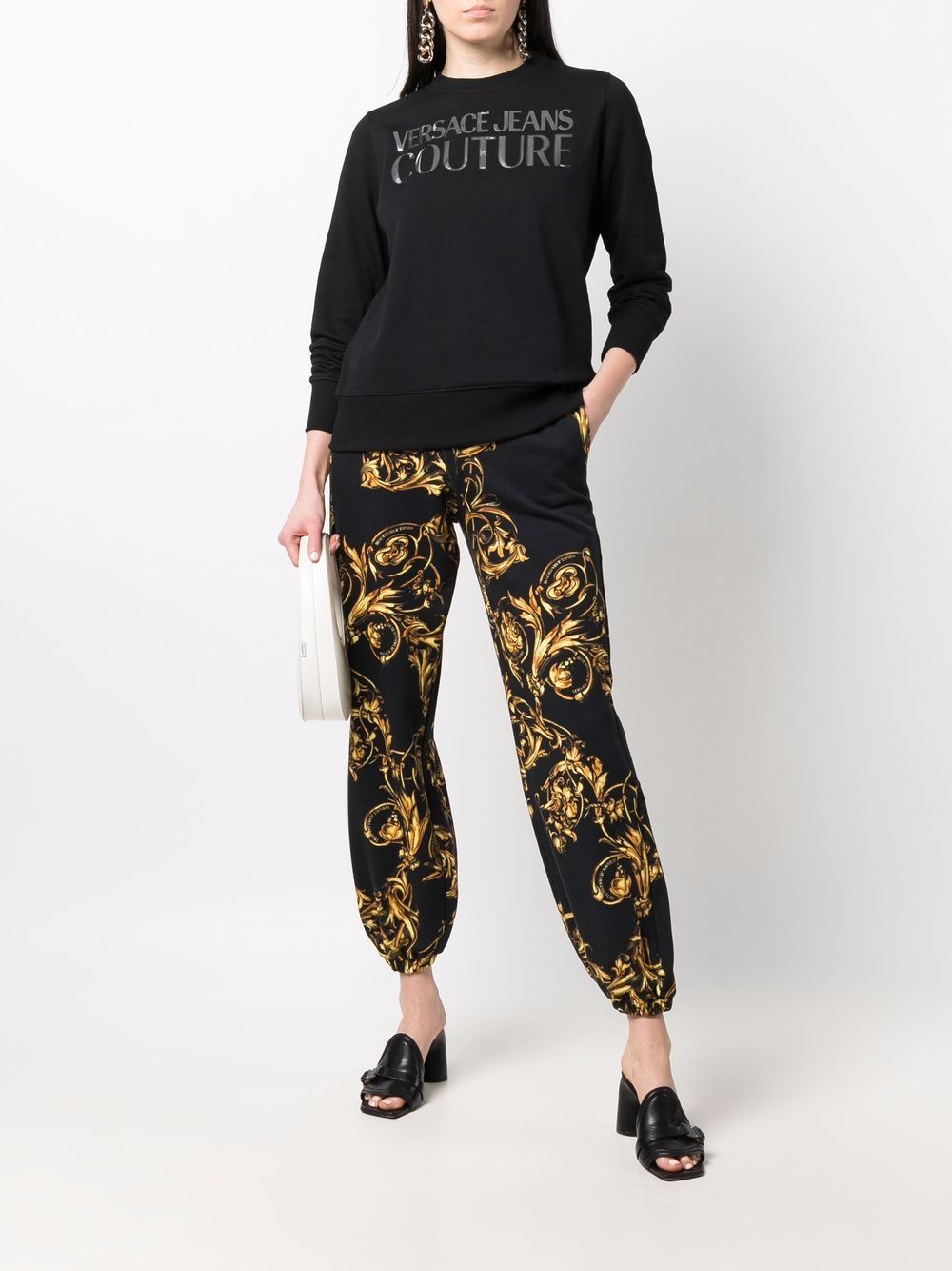 Versace Jeans Couture Broek met barokprint - Zwart