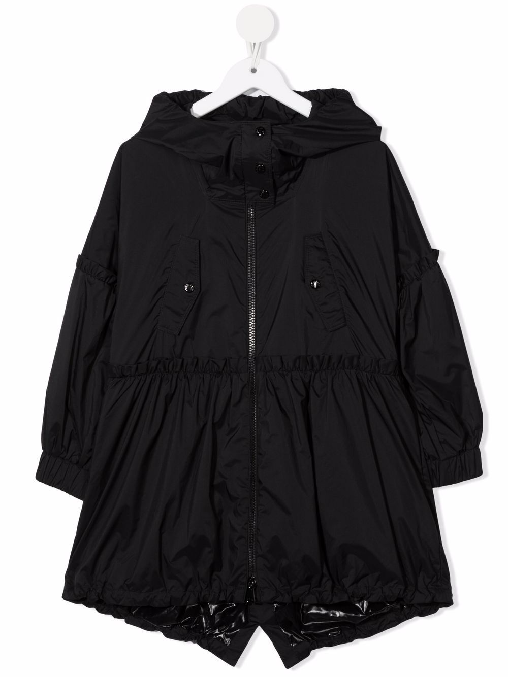 

Moncler Enfant parka con capucha y volantes - Negro