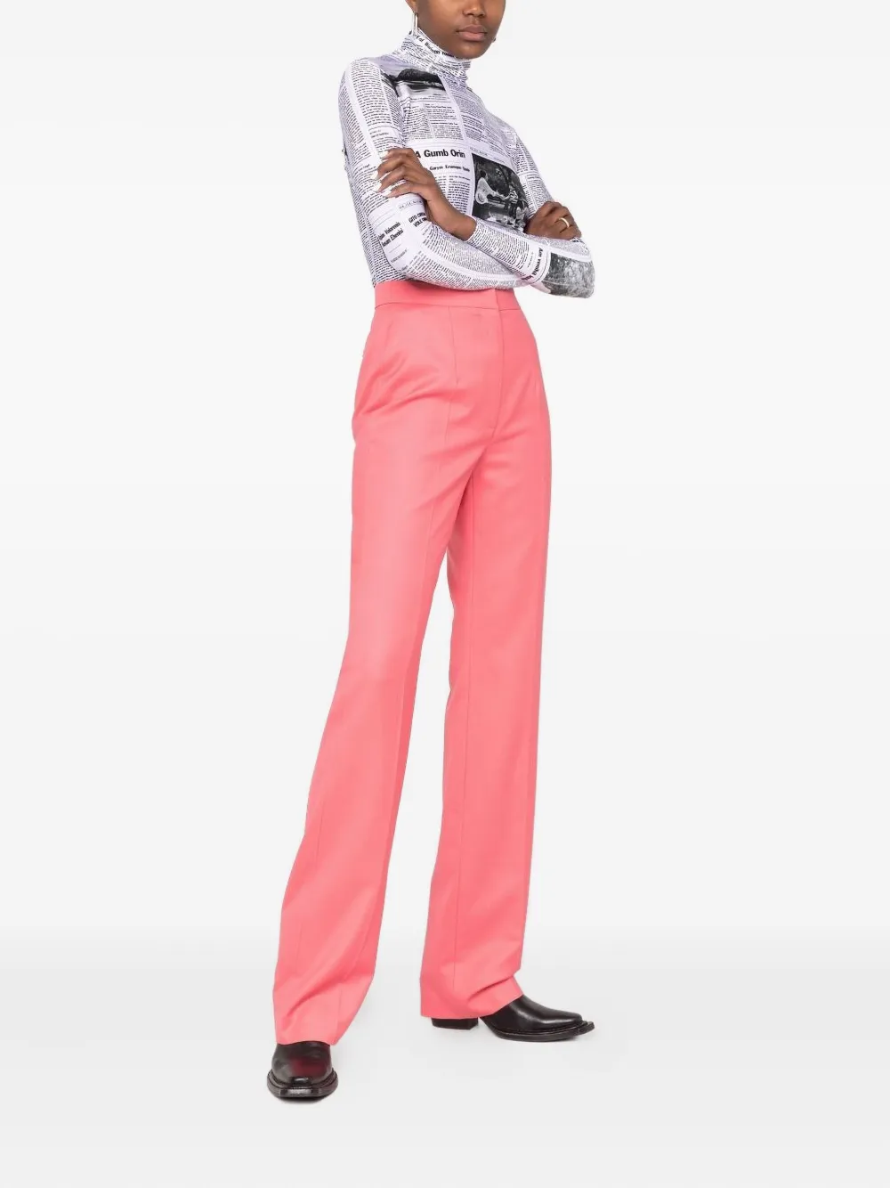  Alexander Mcqueen High-waisted Tailored Wool Trousers - Pink 