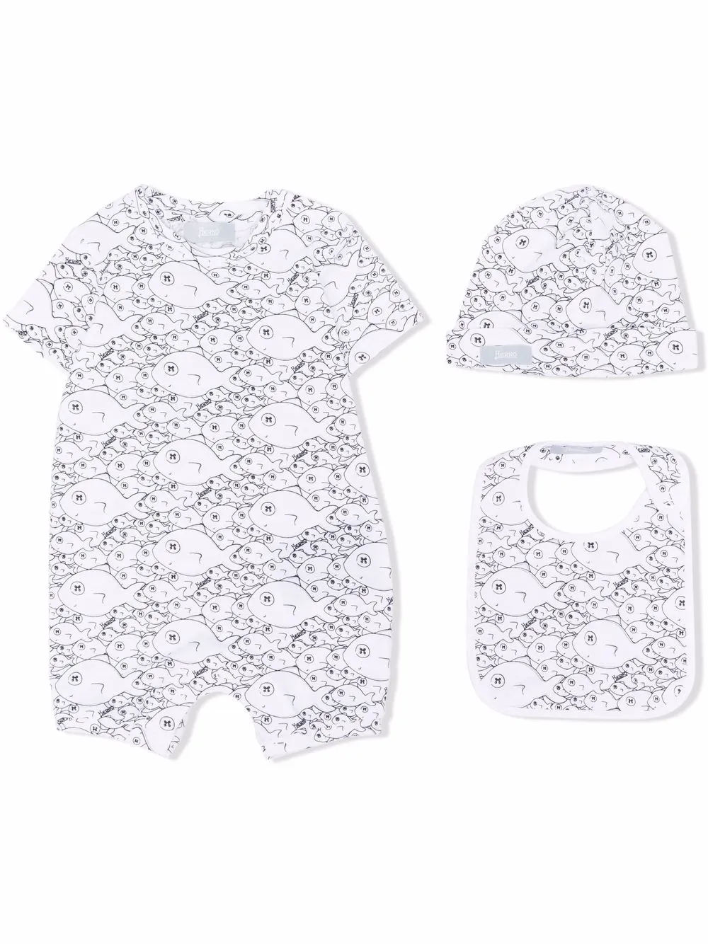 

Herno Kids set de mameluco con peces estampados - Blanco