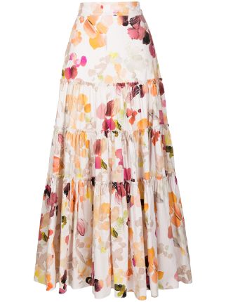 Aje floral-print Tiered Skirt - Farfetch