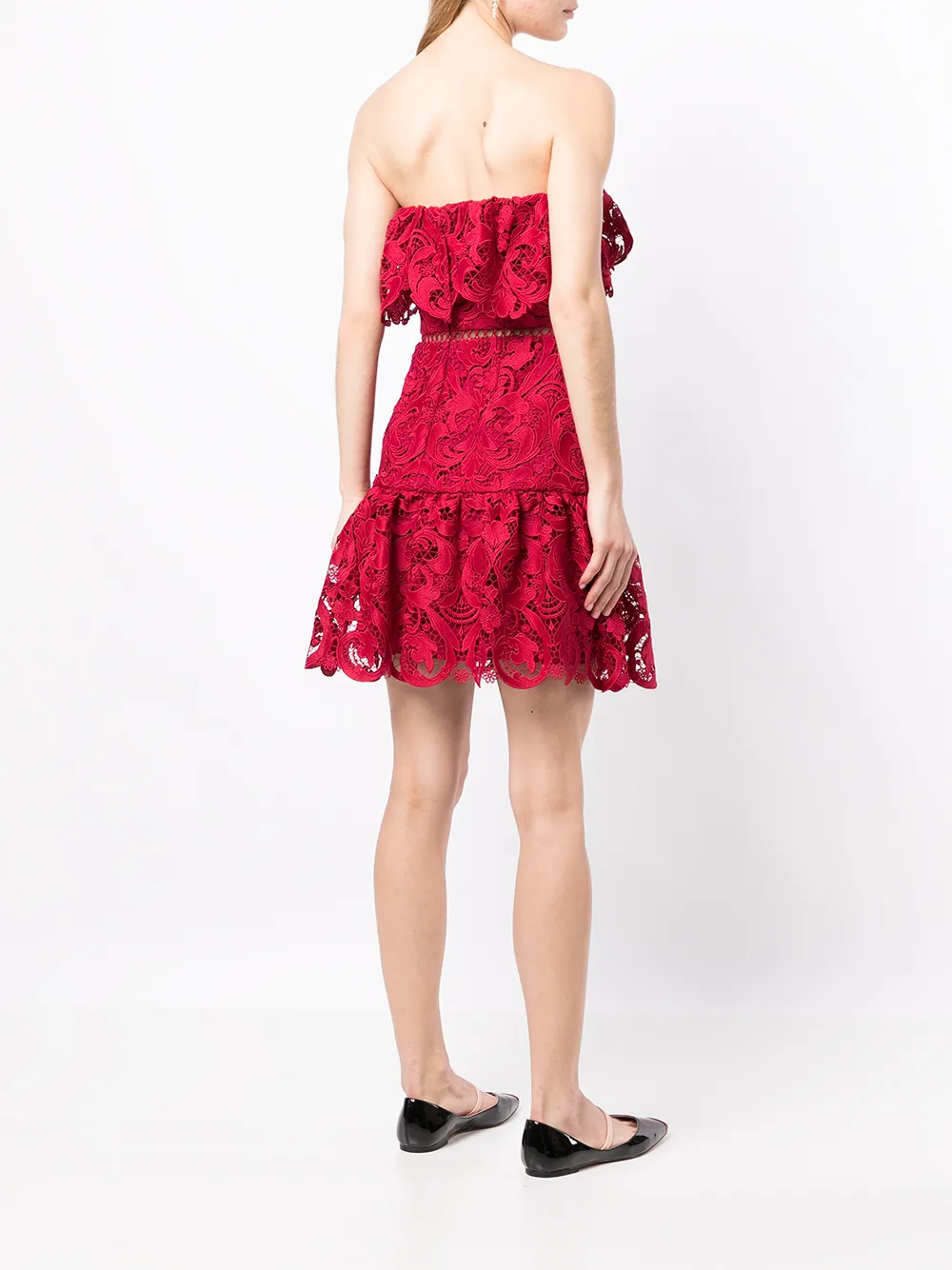 фото Monique lhuillier кружевное платье мини с оборками