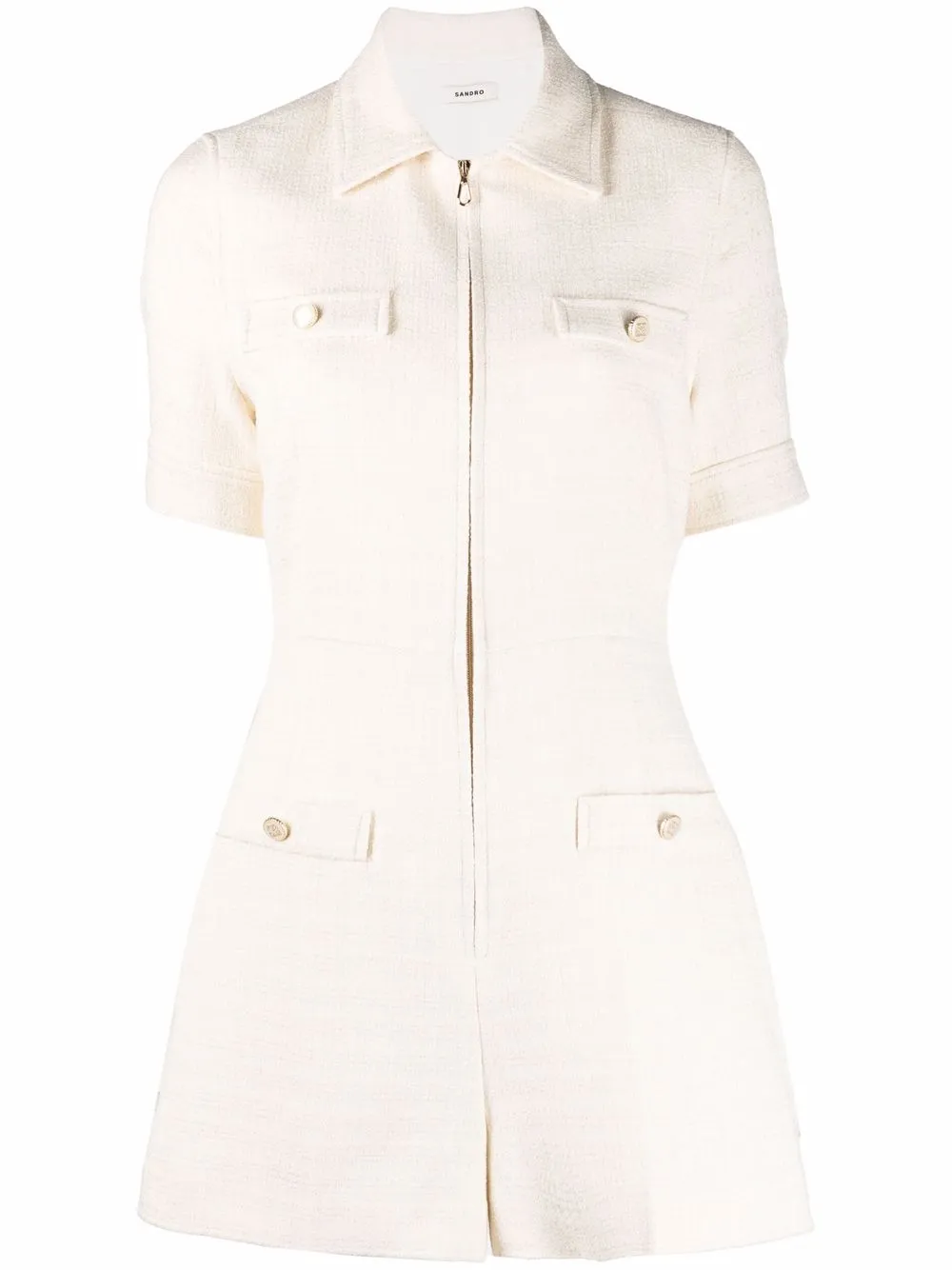 

SANDRO zipped short-sleeve playsuit - Neutrals