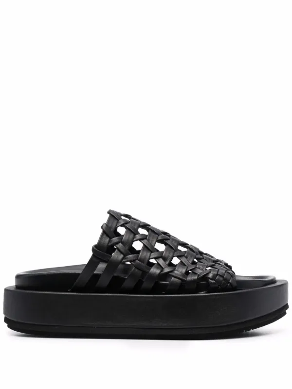 white platform sliders