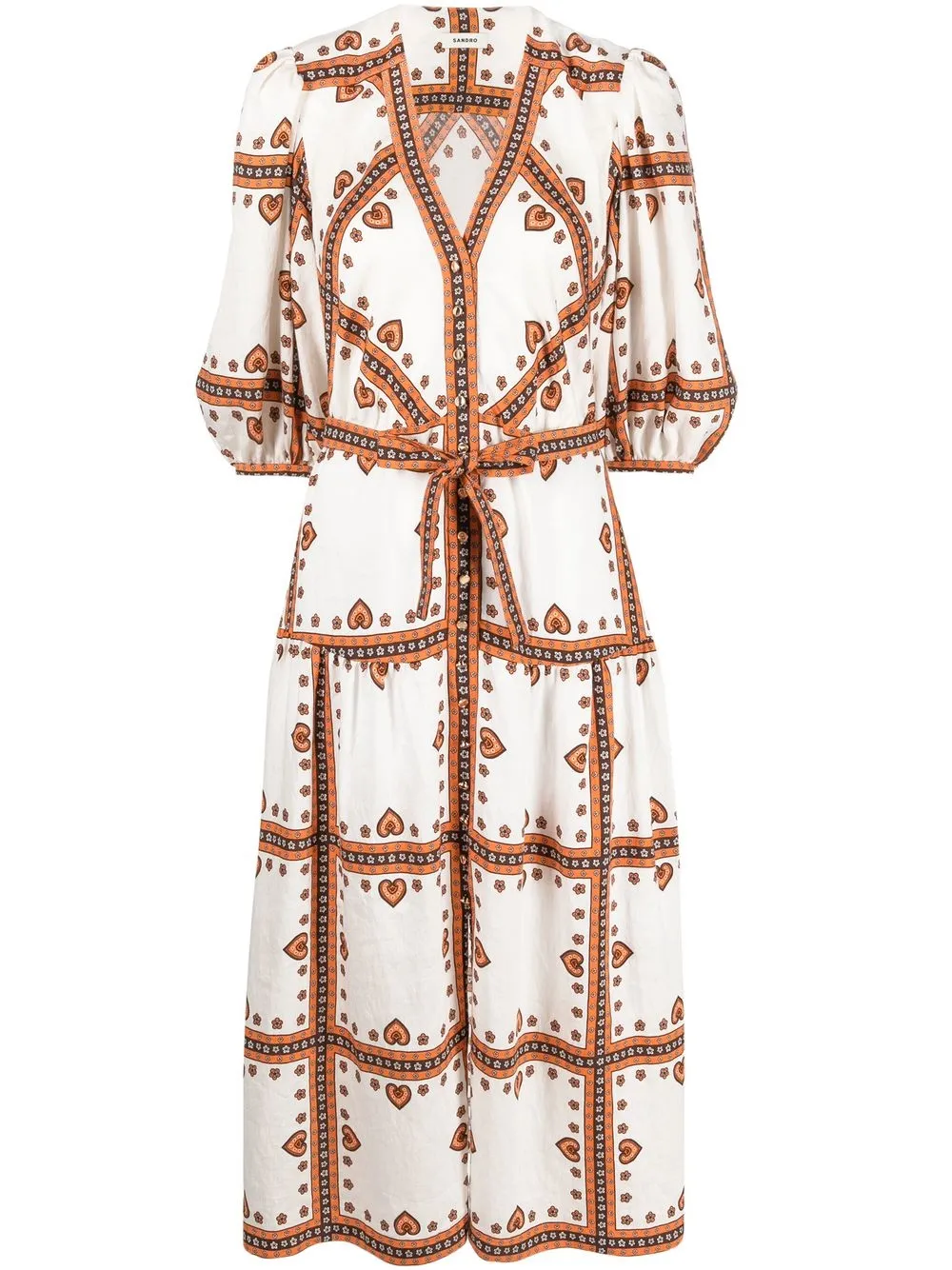

SANDRO geometric-print midi dress - White